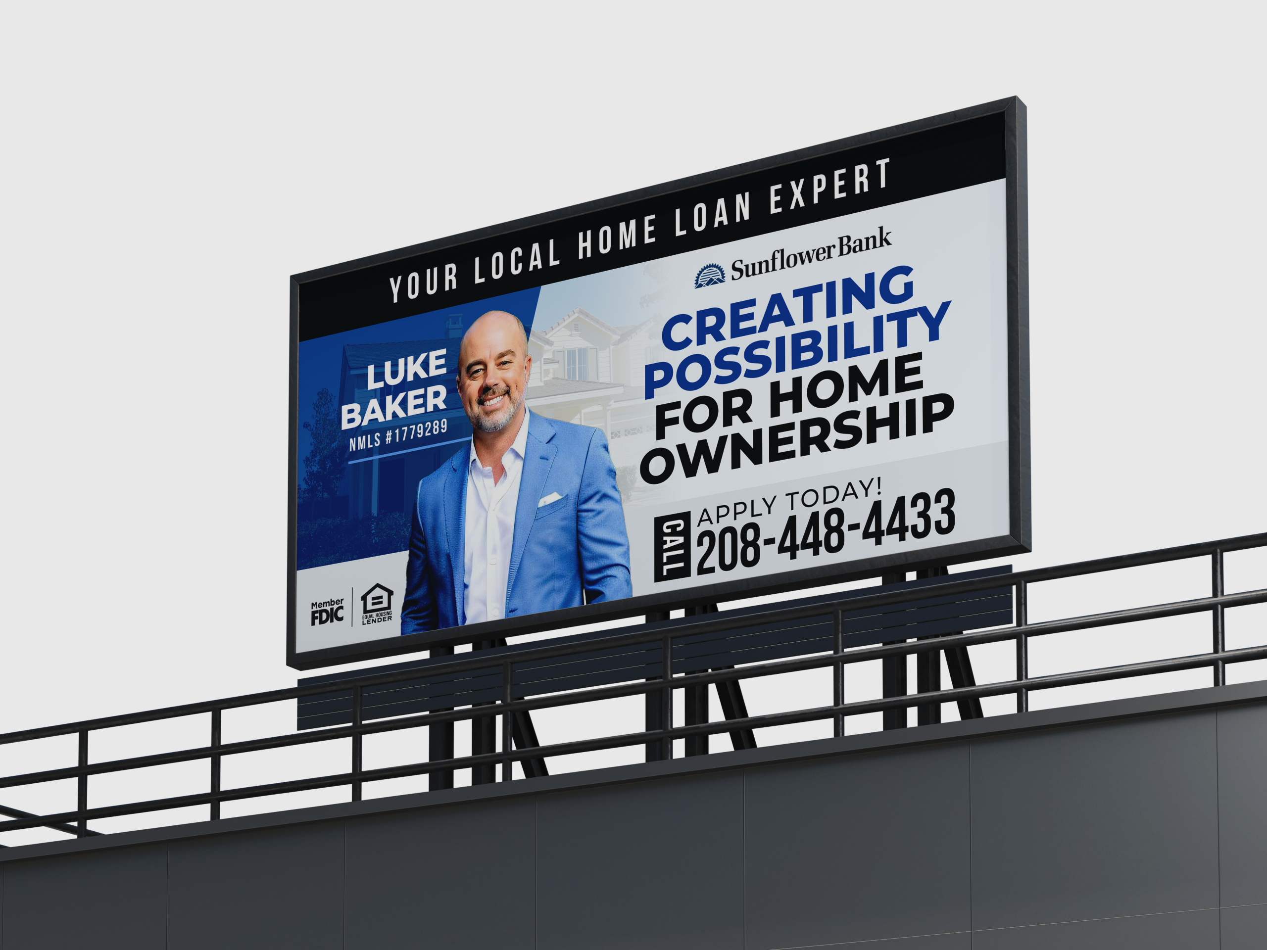 Luke Baker Mortgage Sign – Billboard Design for Sunflower Bank