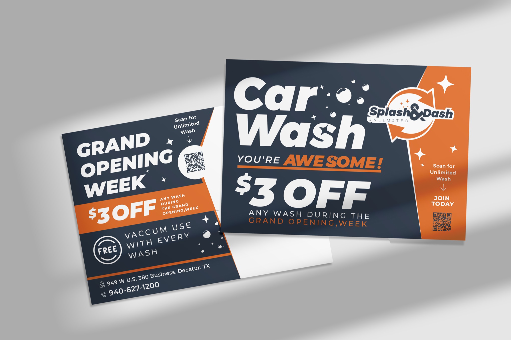 Car Wash Postcard Design for J&L Splash&Dash